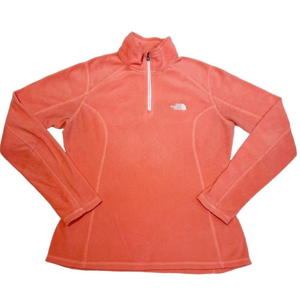 The North Face Women's Glacier TKA100 1/4 Zip Coral Orange Fleece Pullover Small